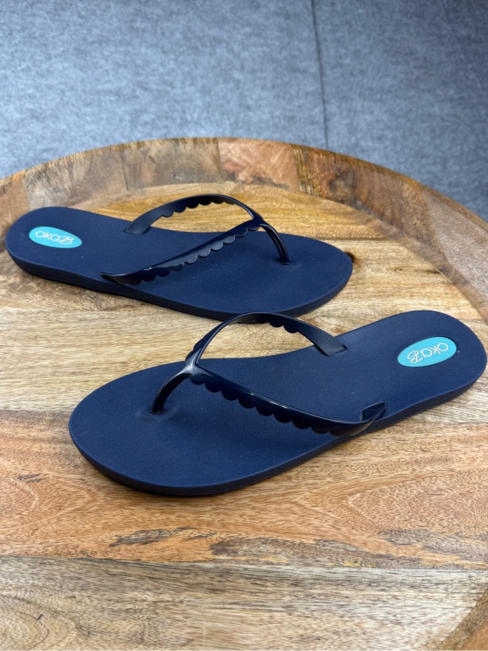Oka B Scalloped Flip Flops 10 Navy | Getaway Bag Ready | Lollie Closet